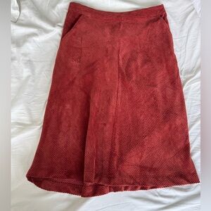 Rust Corduroy Midi Skirt Size 10 | Fall Classic Textured A-Line with Pockets